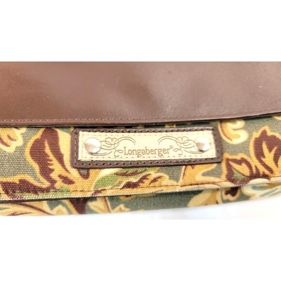 Longaberger Homestead Crossbody Bag Brown Floral Inner Pockets Adjustable Strap - Picture 3 of 13